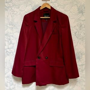 Madewell Deep Red Double-Breasted Blazer